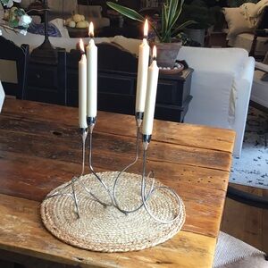 Vintage Pair Of Black + Blum Loop Madison Silver Metal Candle Holders